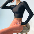 New Arrival Custom Logo Woman  Sports Wear Long Sleeve Shirts Fitness Yoga Tops Gym